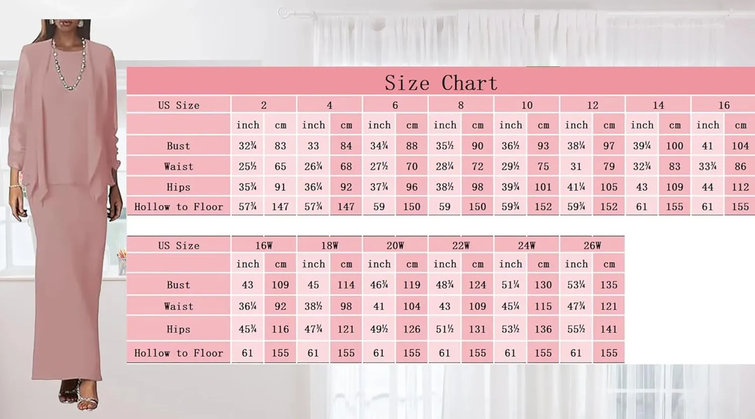 2 PCS Chiffon Mother of The Bride Dresses for Wedding Long Sleeve Evening Dresses for Women with Jacket