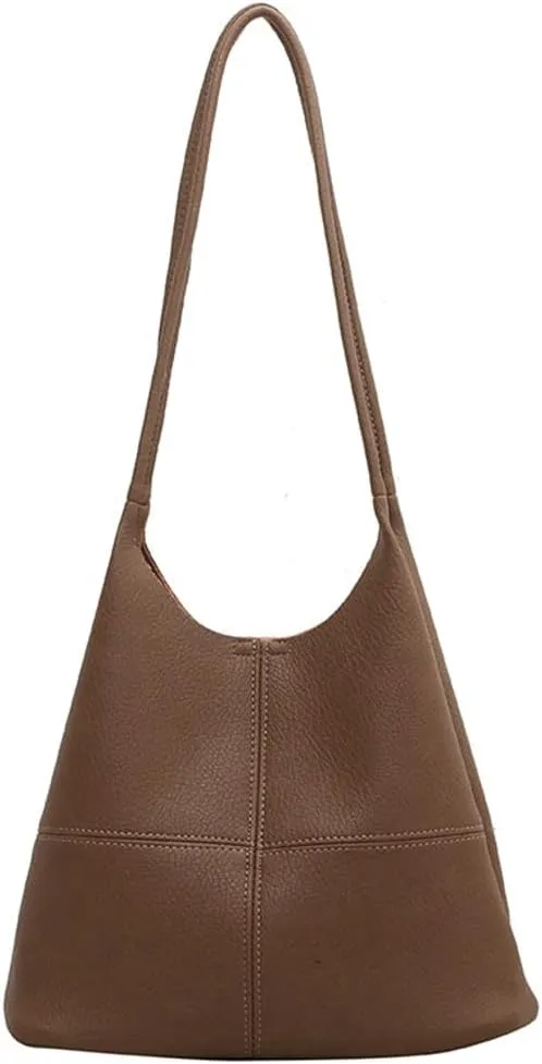 2 Pcs Slouchy PU Leather Hobo Bags Women Trendy Shoulder Bag Crescent Crossbody Purse Cute Top-handle Satchels Tote Handbag