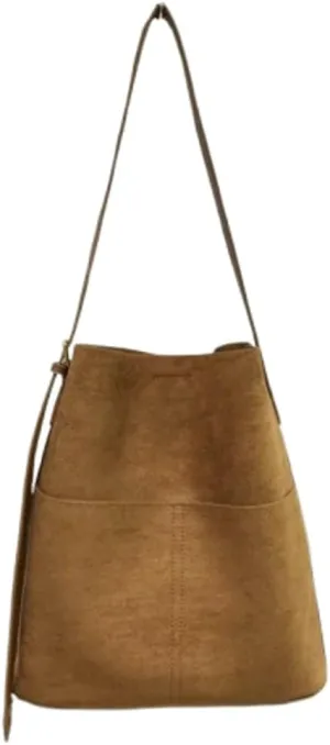 2 Pcs Slouchy Suede Bucket Bag Women Crescent Satchels Shoulder Bag Crossbody Purse Hobo Bags Top-handle Tote Handbag