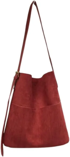 2 Pcs Slouchy Suede Bucket Bag Women Crescent Satchels Shoulder Bag Crossbody Purse Hobo Bags Top-handle Tote Handbag