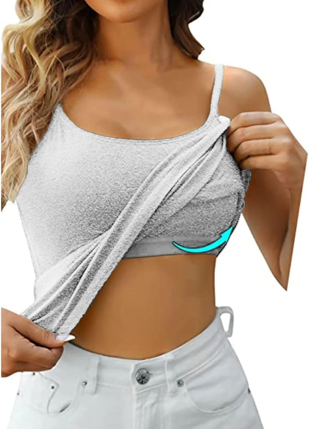 2pcs Womens Camisole with Shelf Bra Workout Yoga Adjustable Spaghetti Strap Tank Tops Athletic Compression Basic Layer