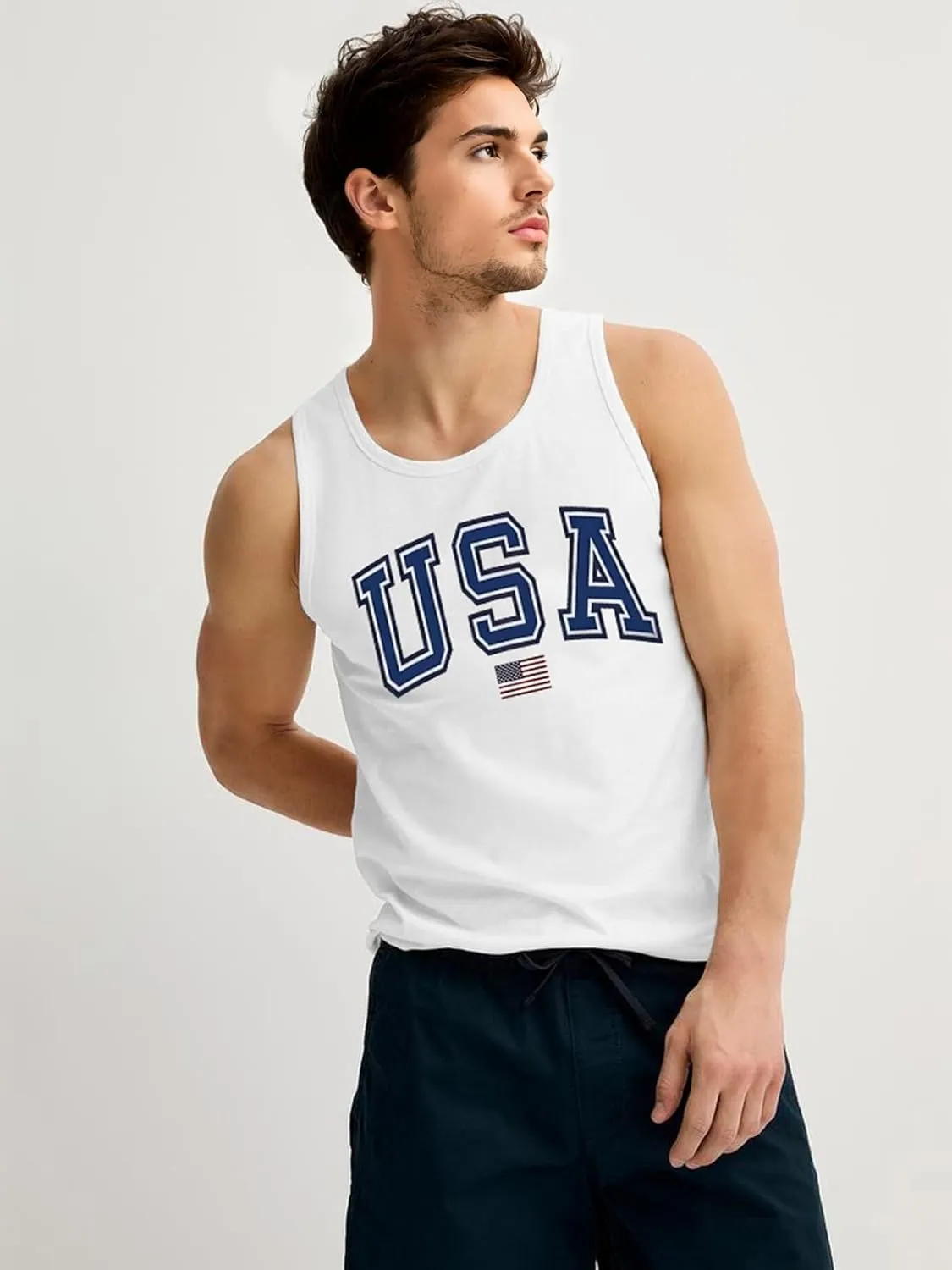 4th of July Tank Top Men American Flag Patriotic Sleeveless Shirts USA Stars and Stripes Independence Day Muscle Tanks