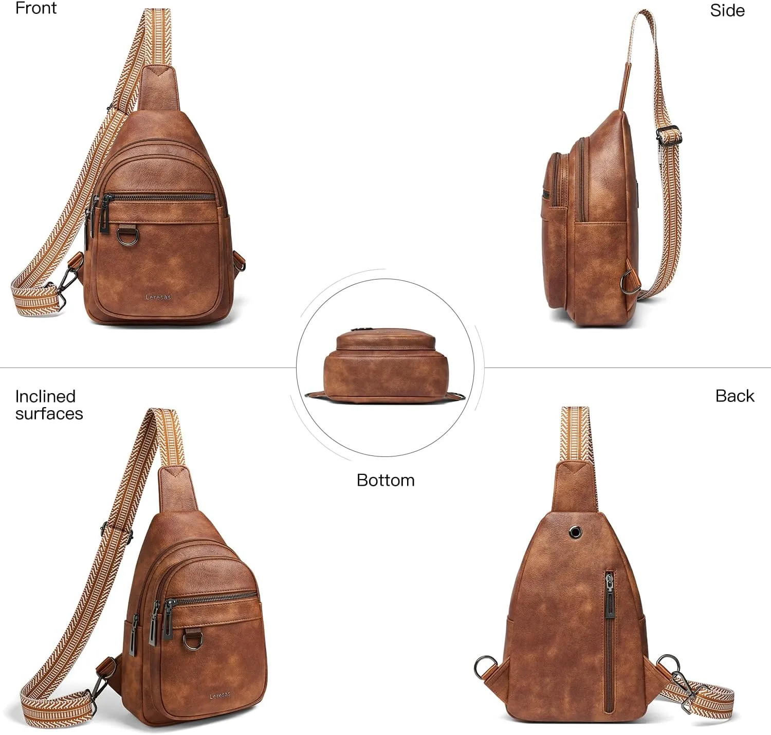 7L Sling Bag for Women Men Vegan Leather Crossbody Bags Fanny Pack Purse Backpack Over Shoulder Bag Travel Anti Theft