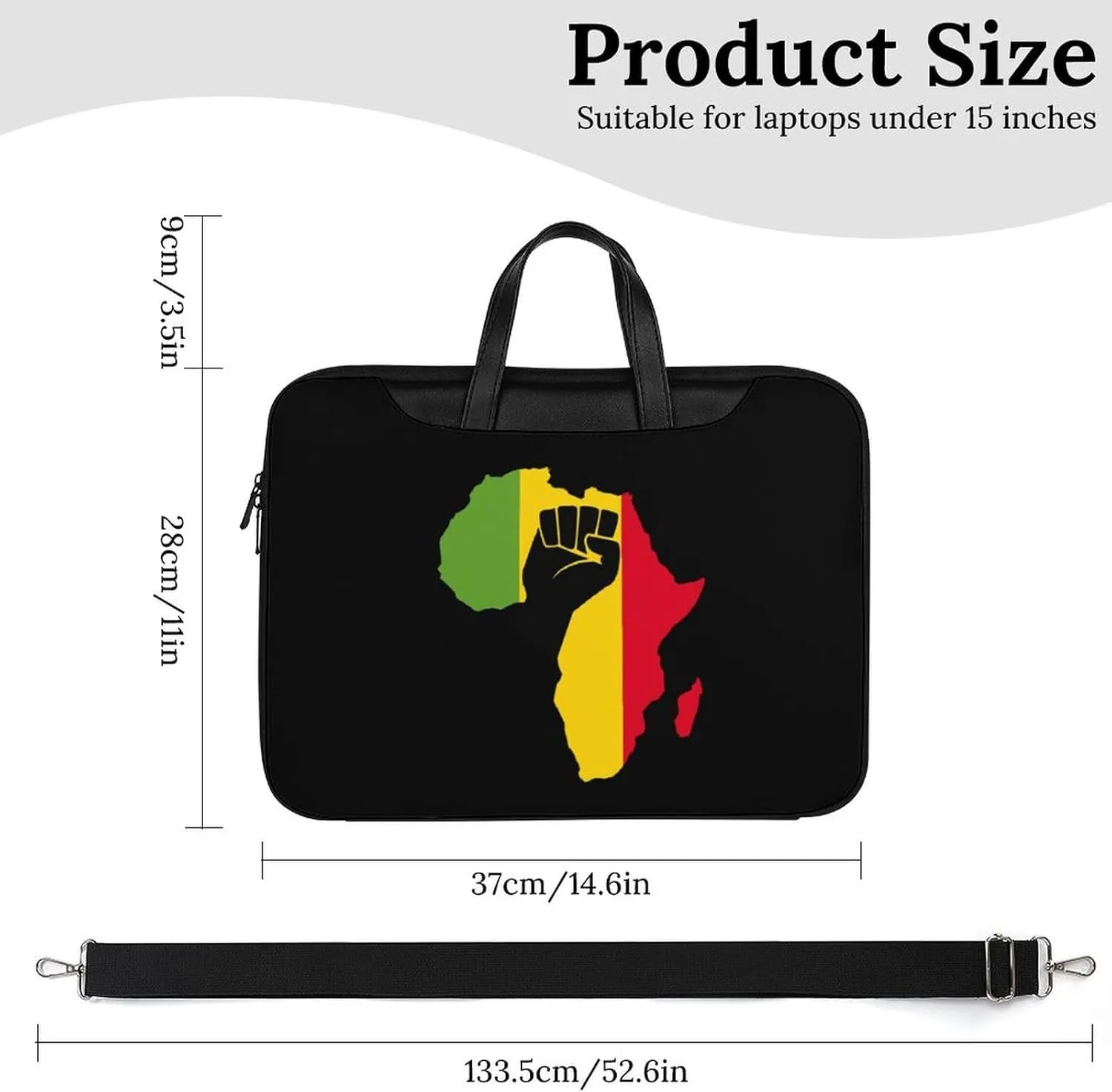 African Black Power Leather Bag Laptop Case Slim Water Resistant Computer Bags with Handle Briefcase for Work
