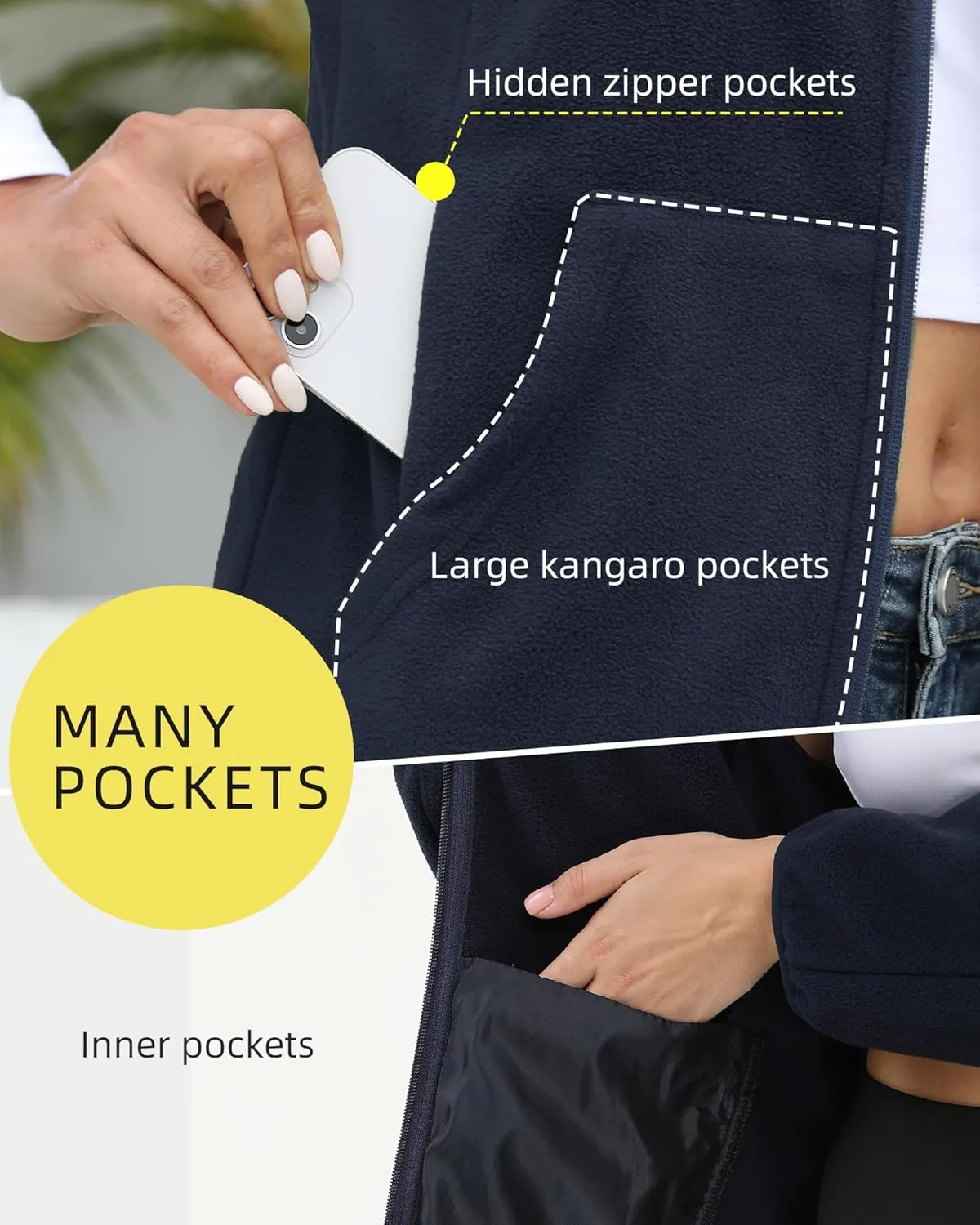 Argstar Women's Fleece Jacket with 6 Pockets (XS-2XL)