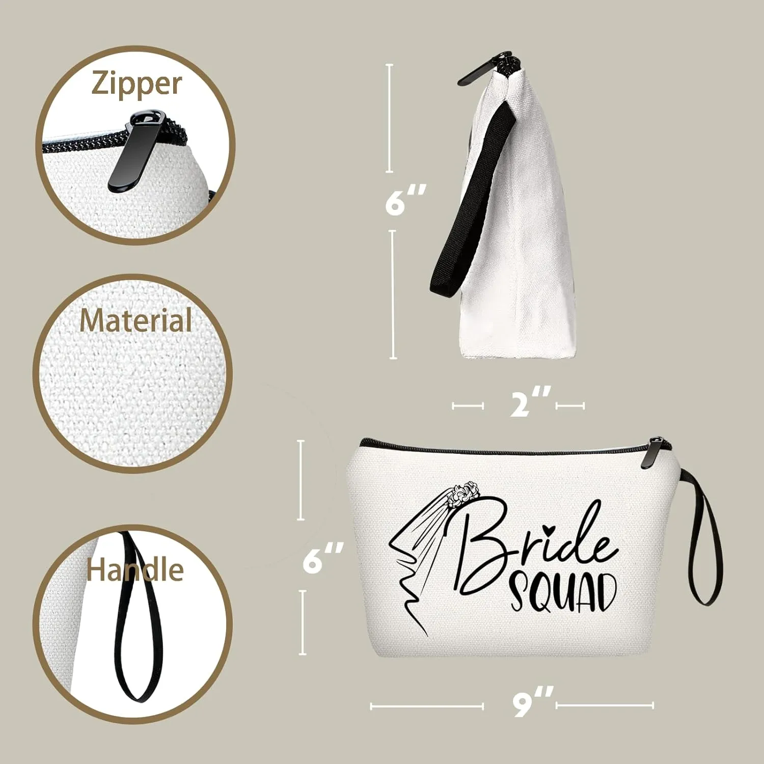 Bachelorette Gifts for Bride, Team Bride, Bride Squad, Maid of Honor Gifts for Her, Friends, Daughter, Sister, Bride Makeup Bag, Bachelorette Gift Bag, Bachelorette Party Accessories