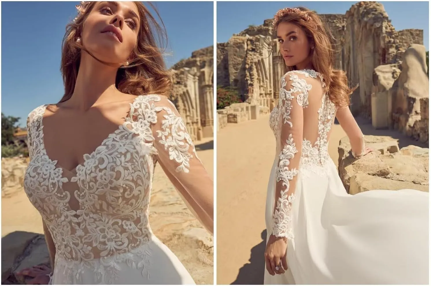 Beach Boho Wedding Dresses for Bride 2025 Sexy V Neck Bridal Dress for Women Lace Appliqued Long Ball Gown with Train