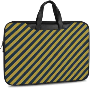 Blue And Yellow Stripes Leather Bag Laptop Case Slim Water Resistant Computer Bags with Handle Briefcase for Work