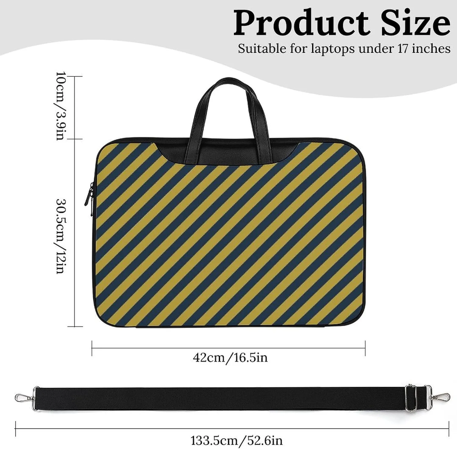 Blue And Yellow Stripes Leather Bag Laptop Case Slim Water Resistant Computer Bags with Handle Briefcase for Work