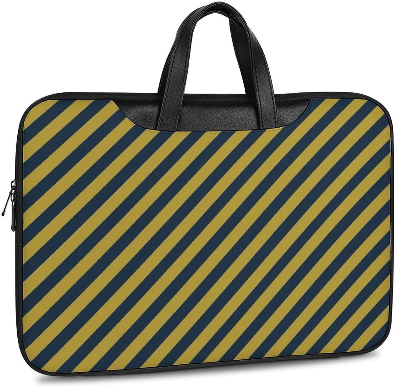 Blue And Yellow Stripes Leather Bag Laptop Case Slim Water Resistant Computer Bags with Handle Briefcase for Work