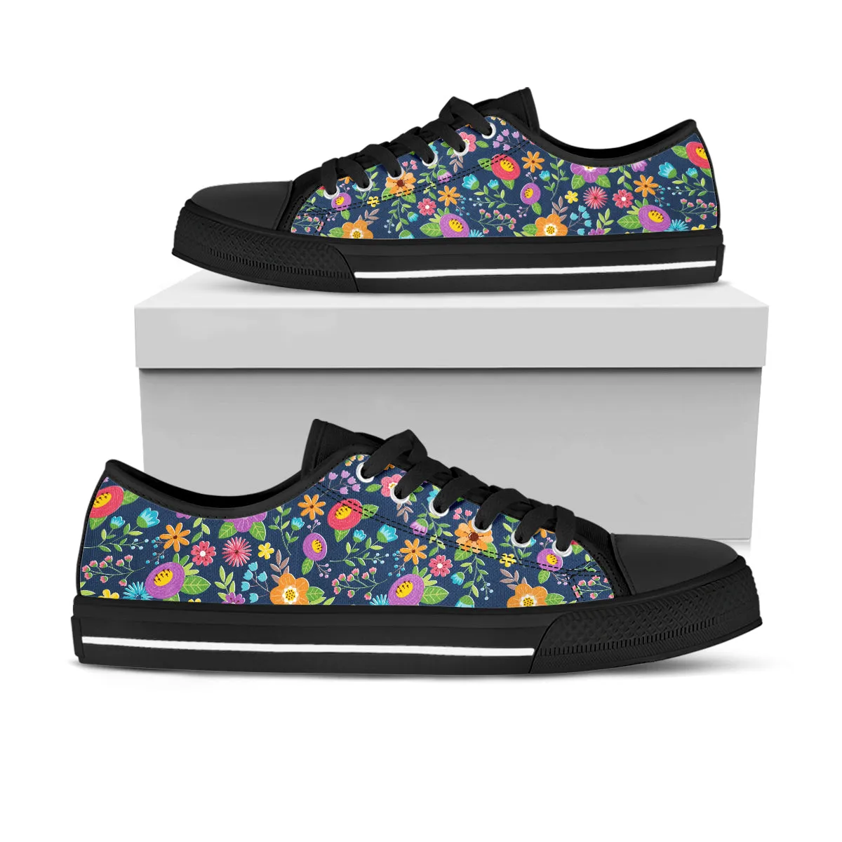 BLUE FLOWER LOW-TOP SHOES WOMEN - FREE SHIPPING WORLDWIDE