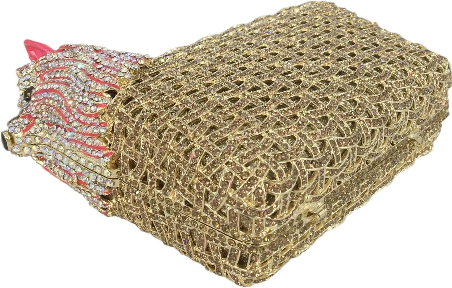 Boutique De FGG Puppy Evening Bags and Clutches for Women Formal Party Poodle Dog Crystal Clutch Purse Wedding Handbag
