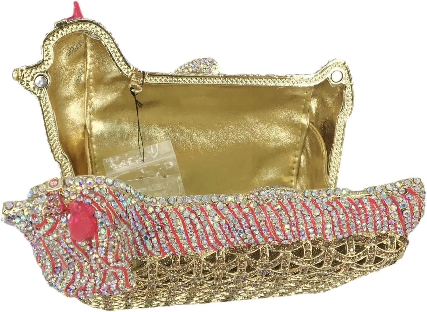 Boutique De FGG Puppy Evening Bags and Clutches for Women Formal Party Poodle Dog Crystal Clutch Purse Wedding Handbag