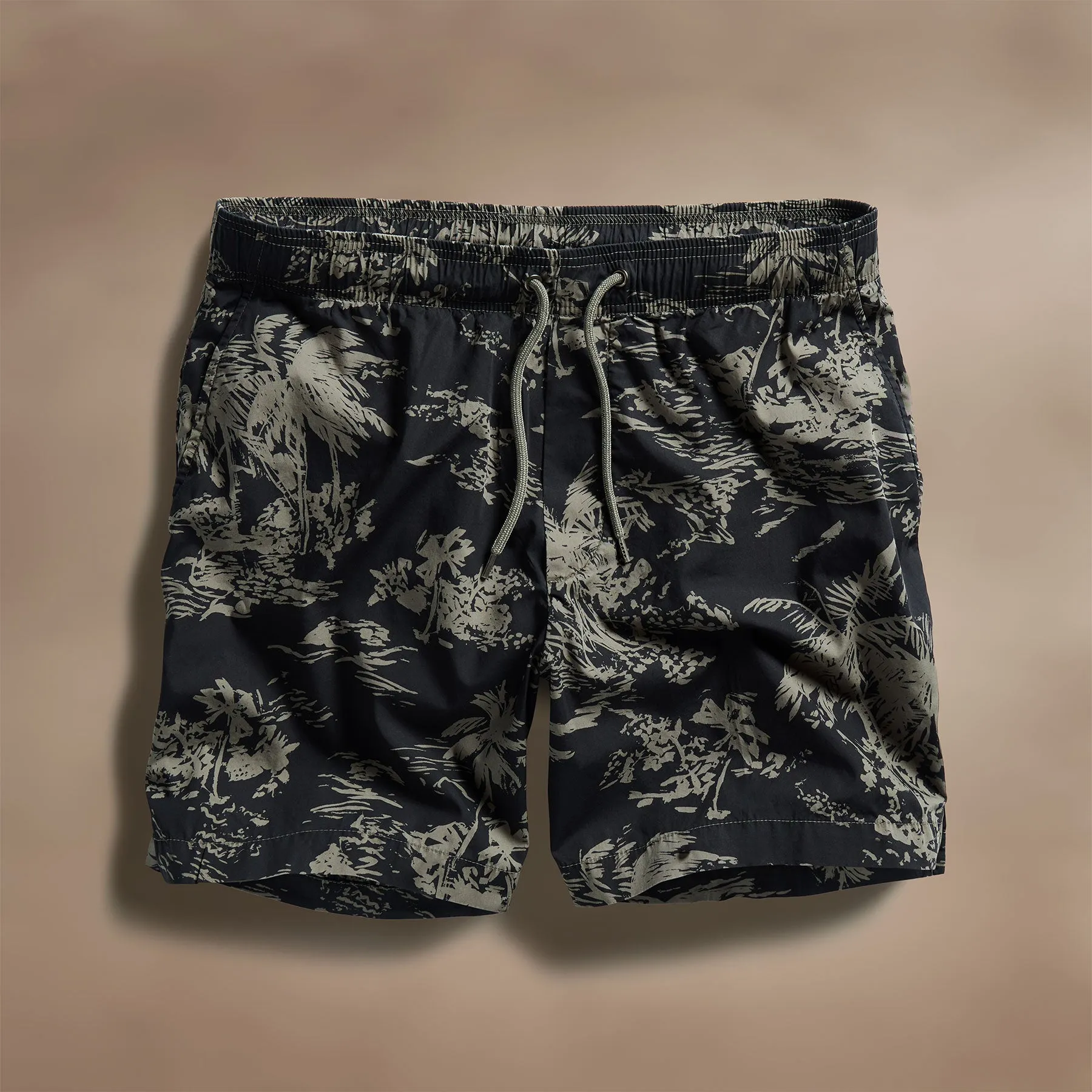 Brandílera Print Boardshort - Black/Army Green Pigment