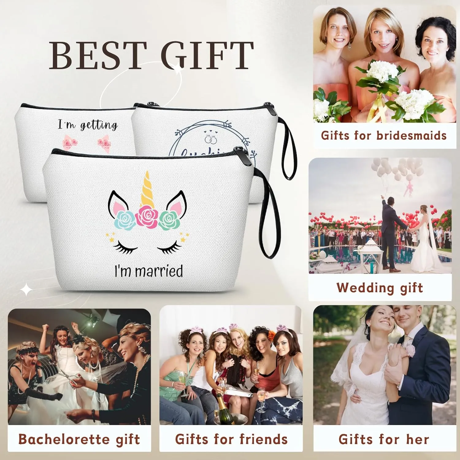 Bridal Shower Gift, Bride to Be Gifts, Bridal Shower Wedding Gifts, Bachelorette Gift Bag, Unicorn Gift Bag, Travel Makeup Bag, Bachelorette Party Accessories, Engagement Gift, Bridesmaid Gifts