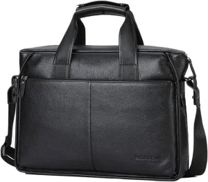 Briefcases Messenger Bags Laptop Bag Genuine Leather Men Briefcase Large Capacity Laptop Soft Messenger Bag Business Black Handbag