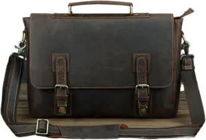 Briefcases Messenger Bags Laptop Bag Vintage Thick Brown Genuine Leather Office Laptop Men Briefcase Leather Messenger Bag