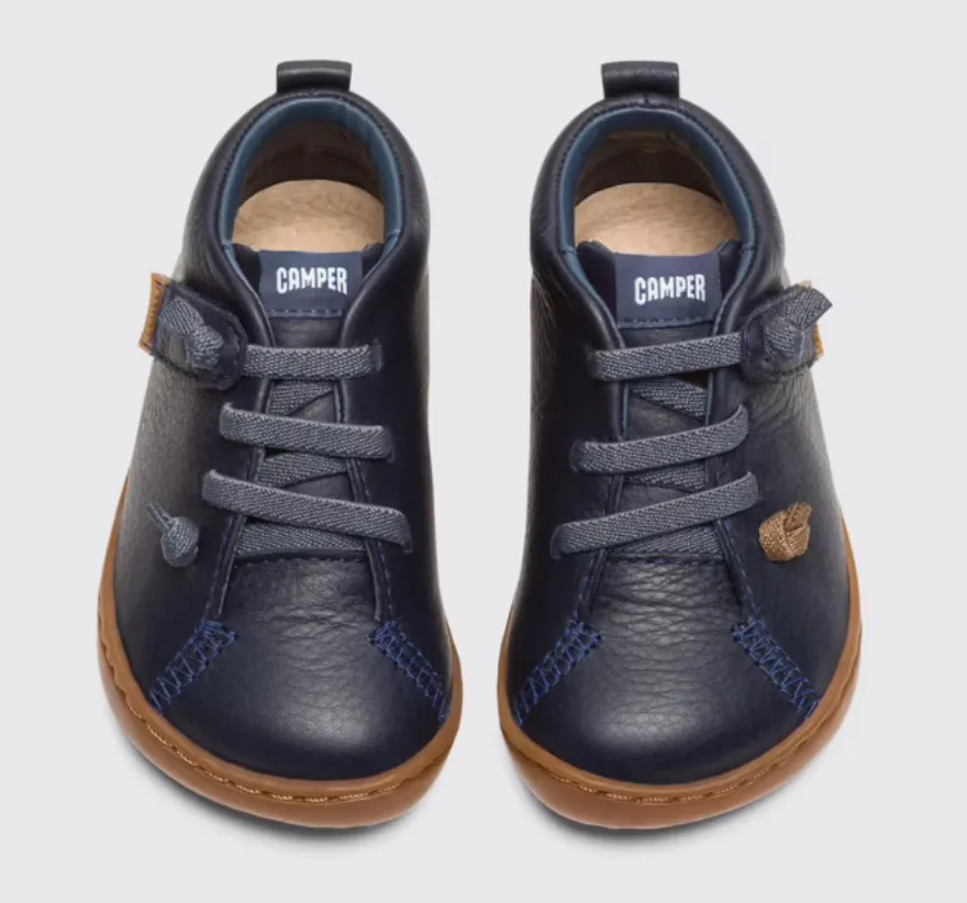 CAMPER Navy full grain leather ankle boot for boys