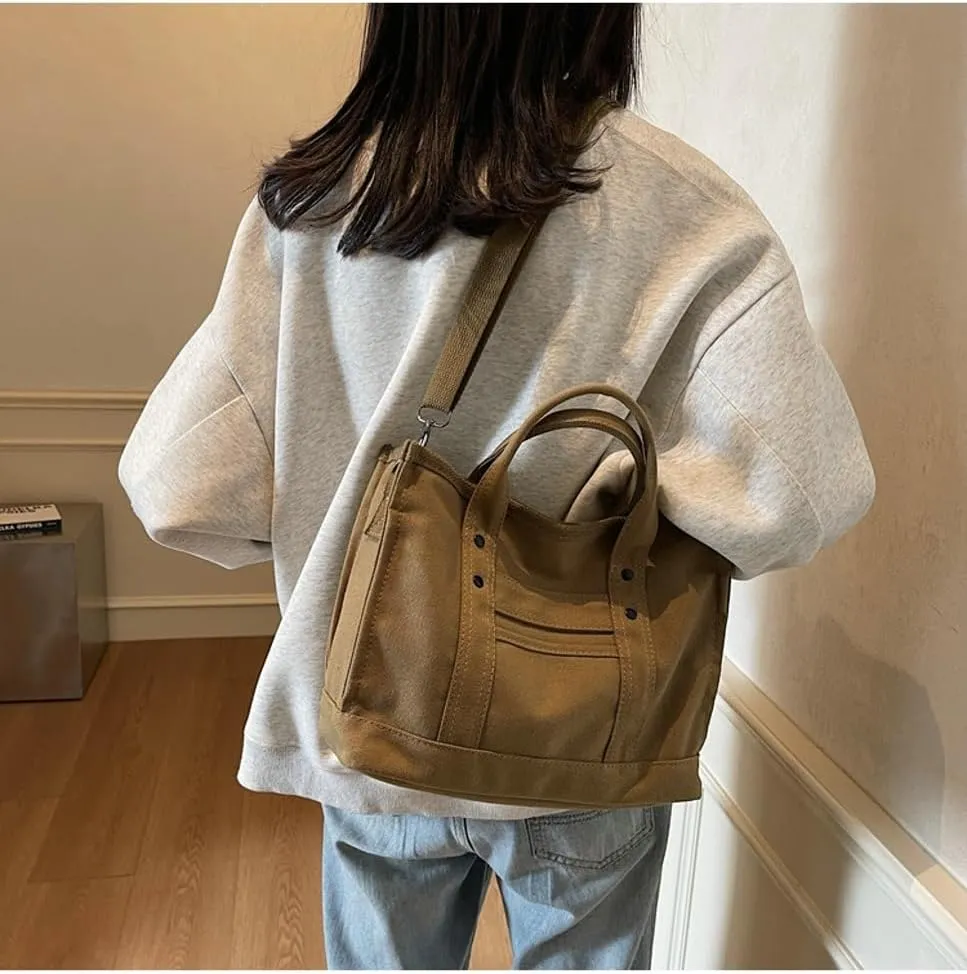 Canvas Tote Bag Women Cute Hobo Bags Crescent Satchels Shoulder Bag Crossbody Purse Travel Work Top-handle Tote Handbag