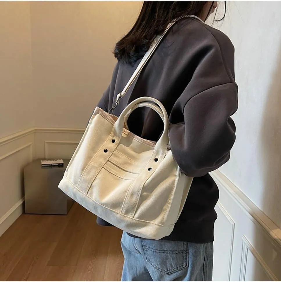 Canvas Tote Bag Women Cute Hobo Bags Crescent Satchels Shoulder Bag Crossbody Purse Travel Work Top-handle Tote Handbag