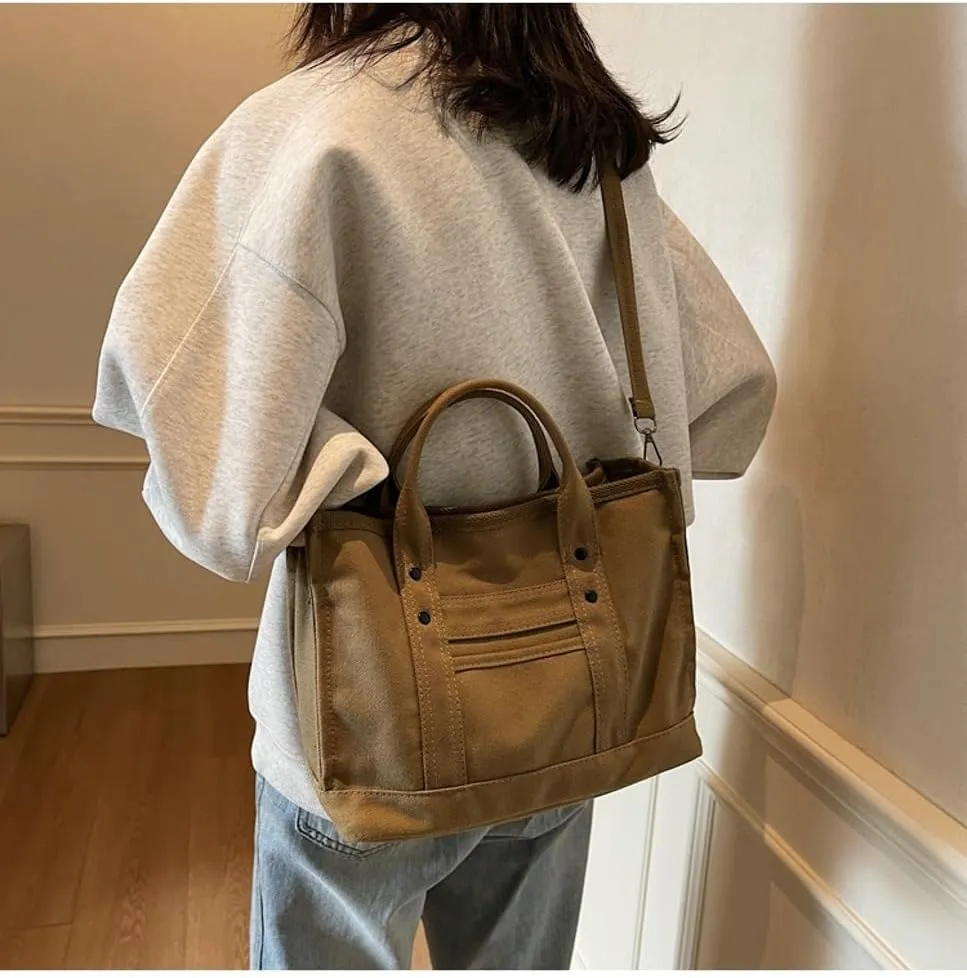 Canvas Tote Bag Women Cute Hobo Bags Crescent Satchels Shoulder Bag Crossbody Purse Travel Work Top-handle Tote Handbag