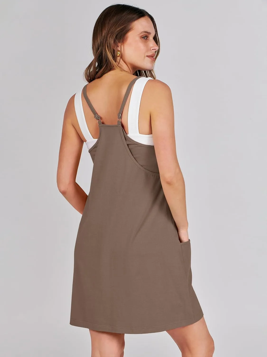 Caracilia Womens Summer Mini Dress 2025 Casual Sleeveless Built in Shapewear Sundress Trendy Short Tennis Athletic Outfits