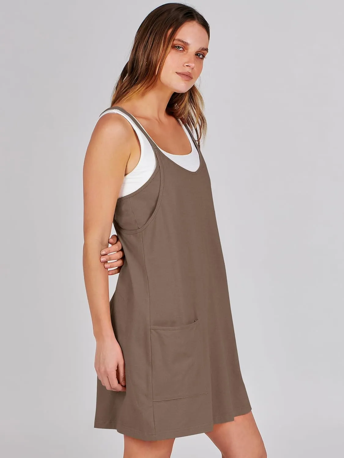 Caracilia Womens Summer Mini Dress 2025 Casual Sleeveless Built in Shapewear Sundress Trendy Short Tennis Athletic Outfits