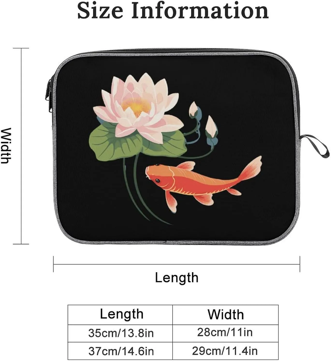 Carp Japan Fish Lotuses Flower Laptop Case Notebook Case Laptop Sleeve Bag Computer Bag Briefcase Carrying Cover 14inch