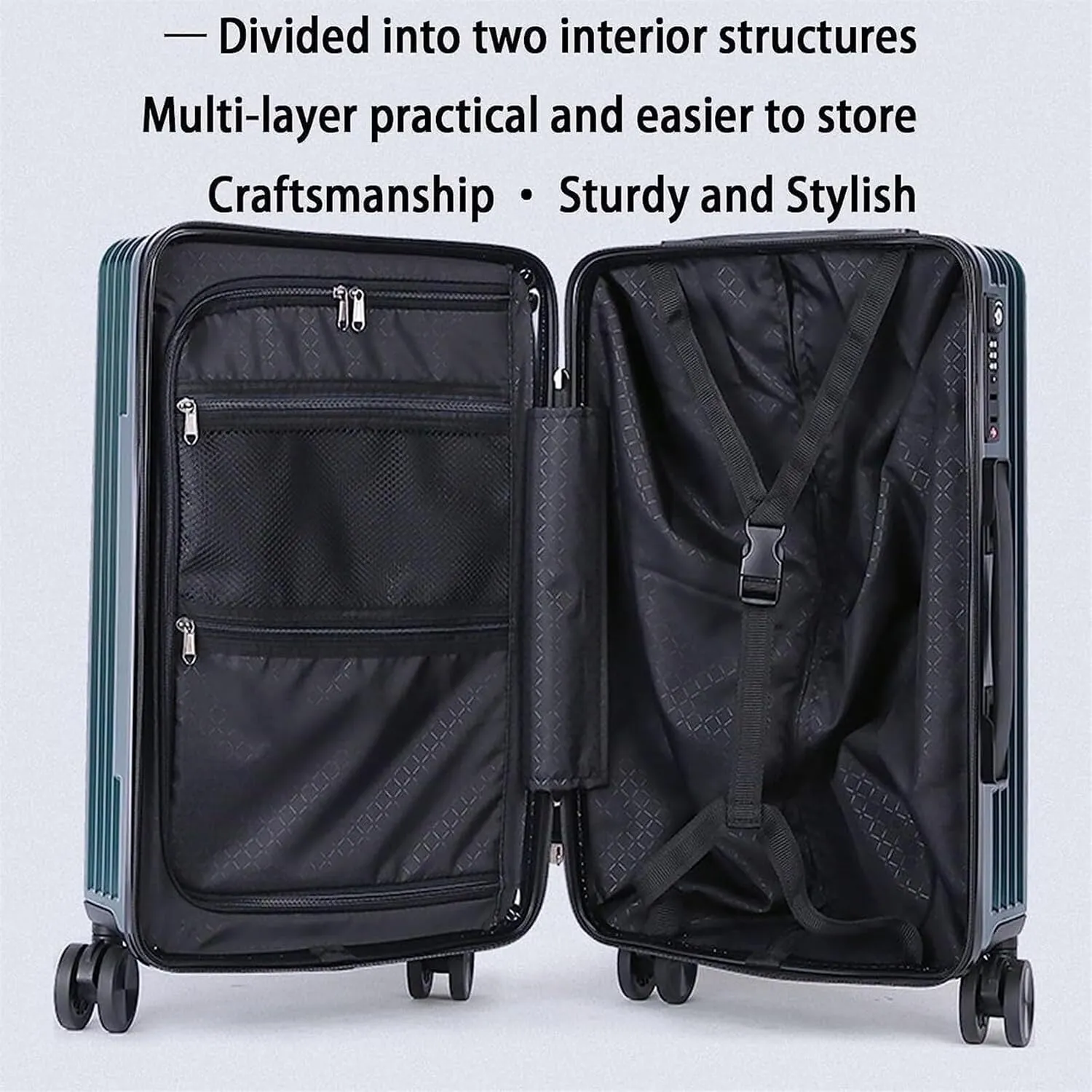 Carry-On Portable Suitcases Aluminum Frame Luggage With Spinner Wheels Carry On Luggage Luggage Carry On (Color : B, Size : 20 in)