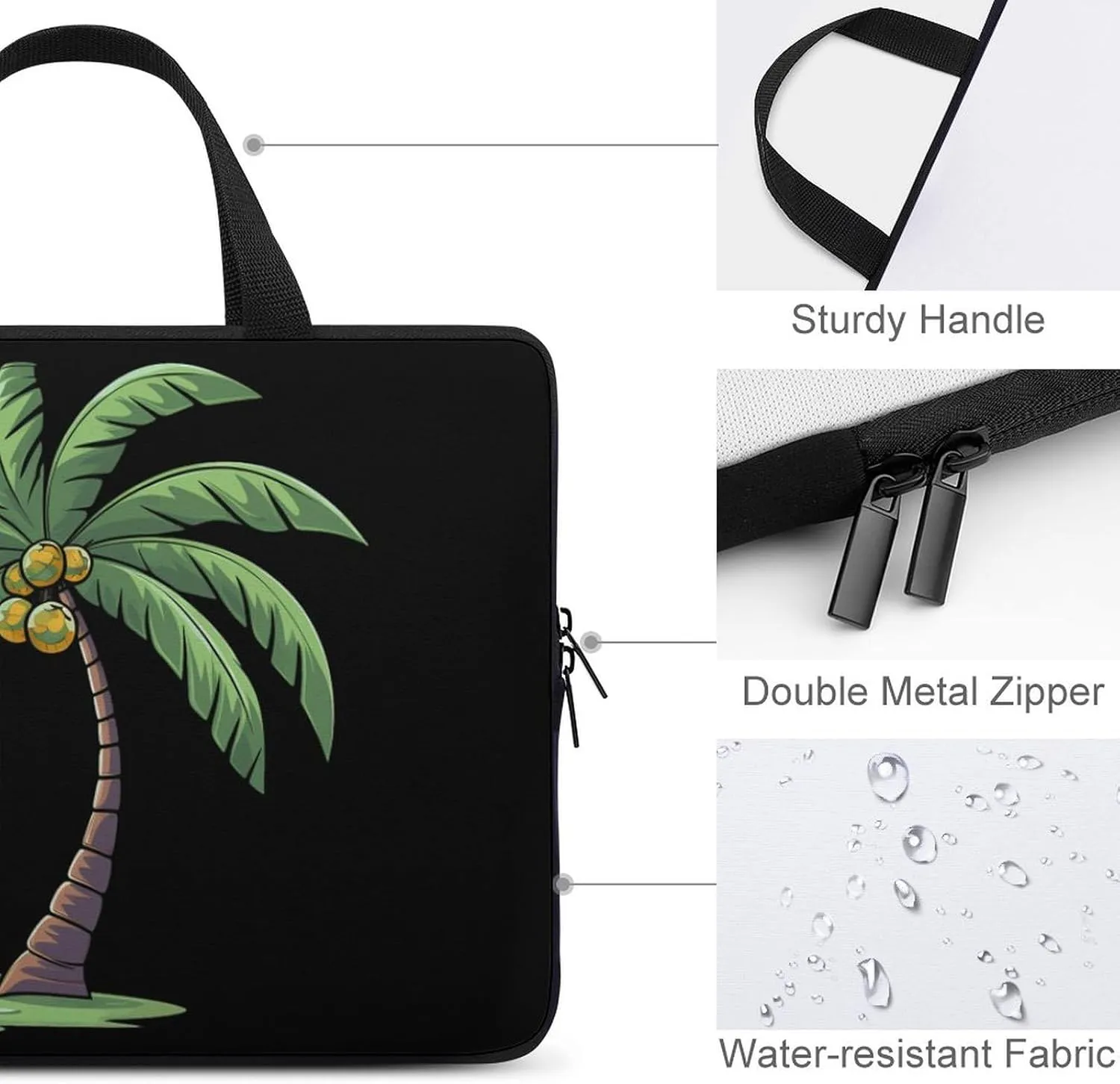 Coconut Tree Graphic Laptop Bag Carrying Case Computer Protective Sleeve Case Briefcase for Men Women