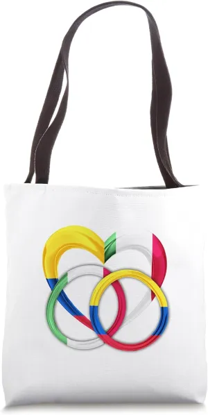 Colombia Flag Wedding Rings Heart Marriage Italy Tote Bag