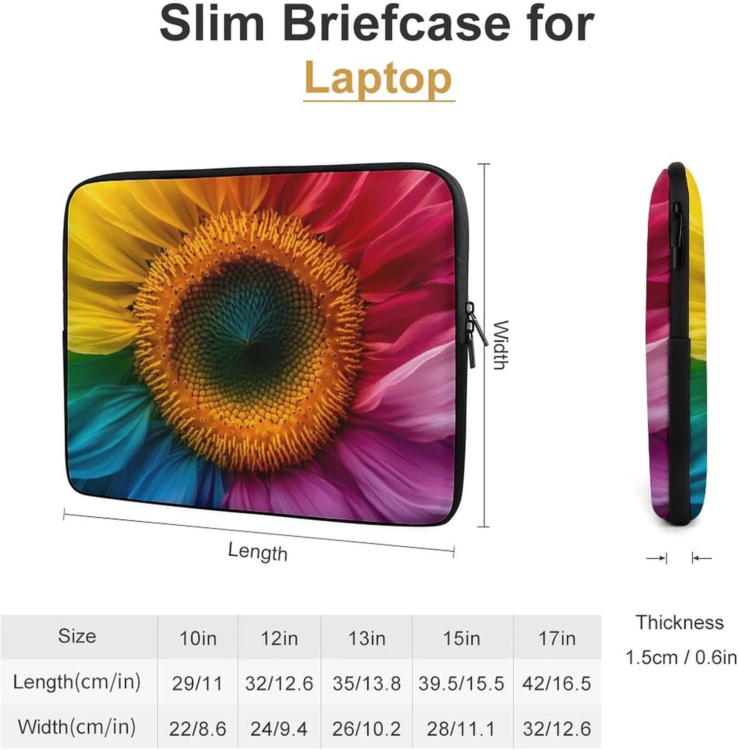 Colorful Daisy Sunflower Laptop Case Sleeve Bag 17inch Durable Shockproof Protective Computer Carrying Cover Briefcase
