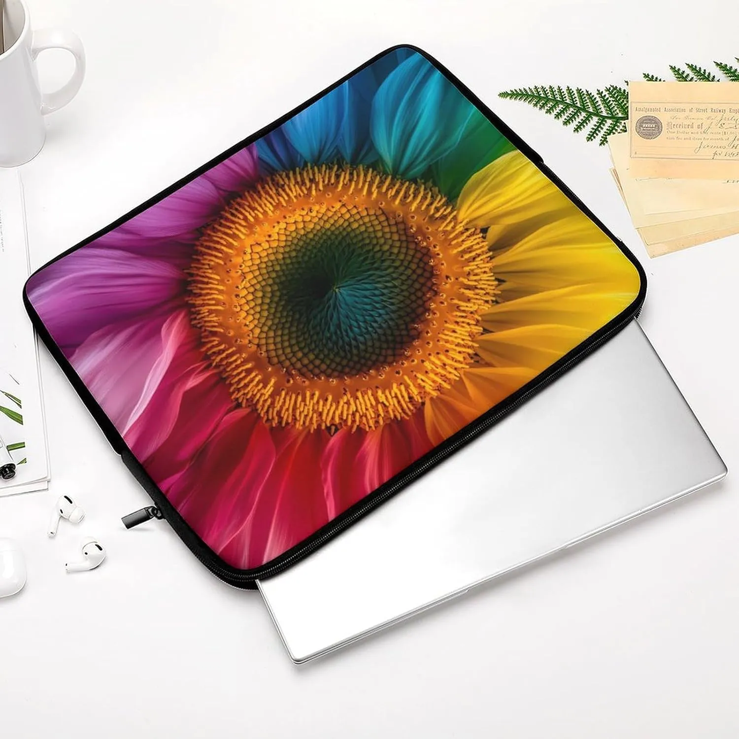 Colorful Daisy Sunflower Laptop Case Sleeve Bag 17inch Durable Shockproof Protective Computer Carrying Cover Briefcase