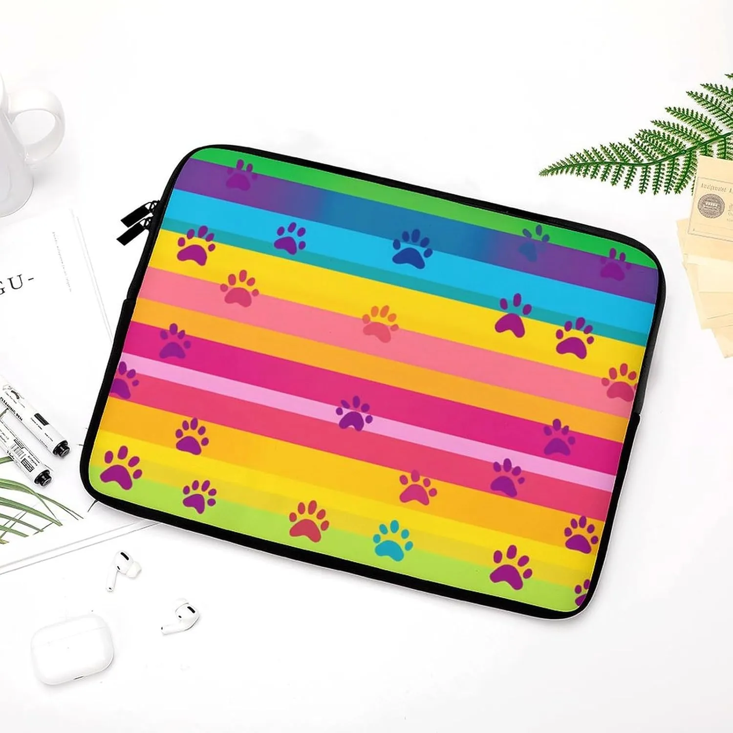 Colorful Dog Paw Laptop Case Sleeve Bag 15inch Durable Shockproof Protective Computer Carrying Cover Briefcase