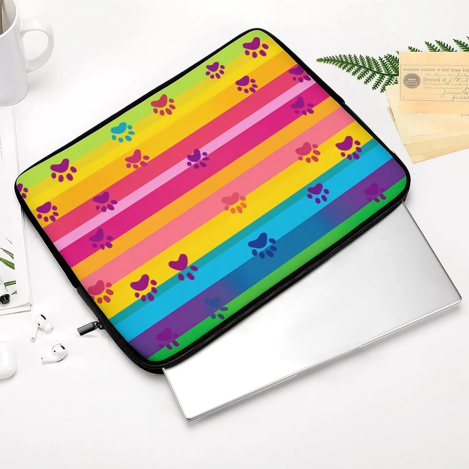 Colorful Dog Paw Laptop Case Sleeve Bag 15inch Durable Shockproof Protective Computer Carrying Cover Briefcase