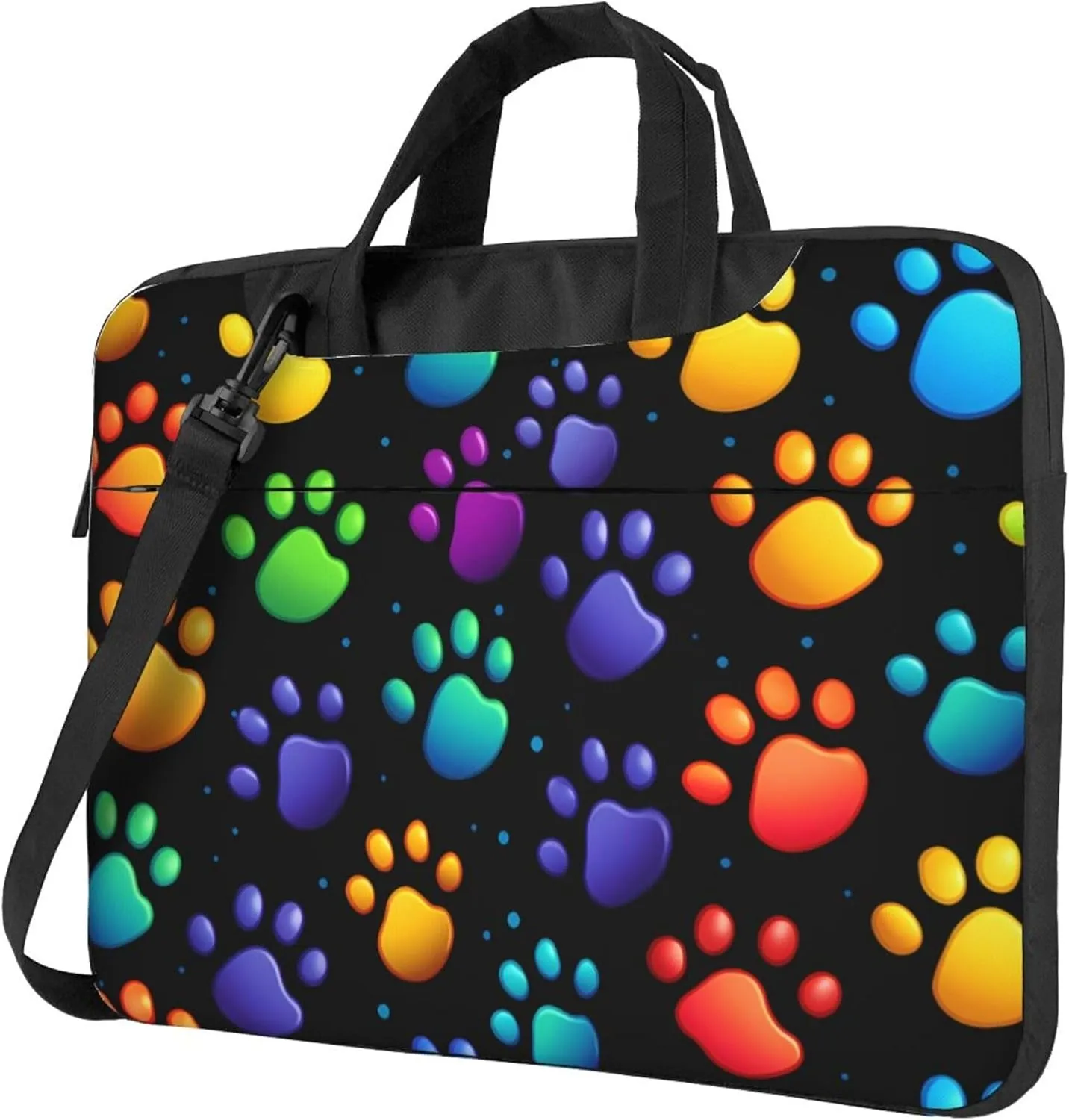 colorful paw print Laptop Bag, Cat Footprint Laptop Case Sleeve Women Men Messenger Shoulder Bag Briefcases 15.6 Inch