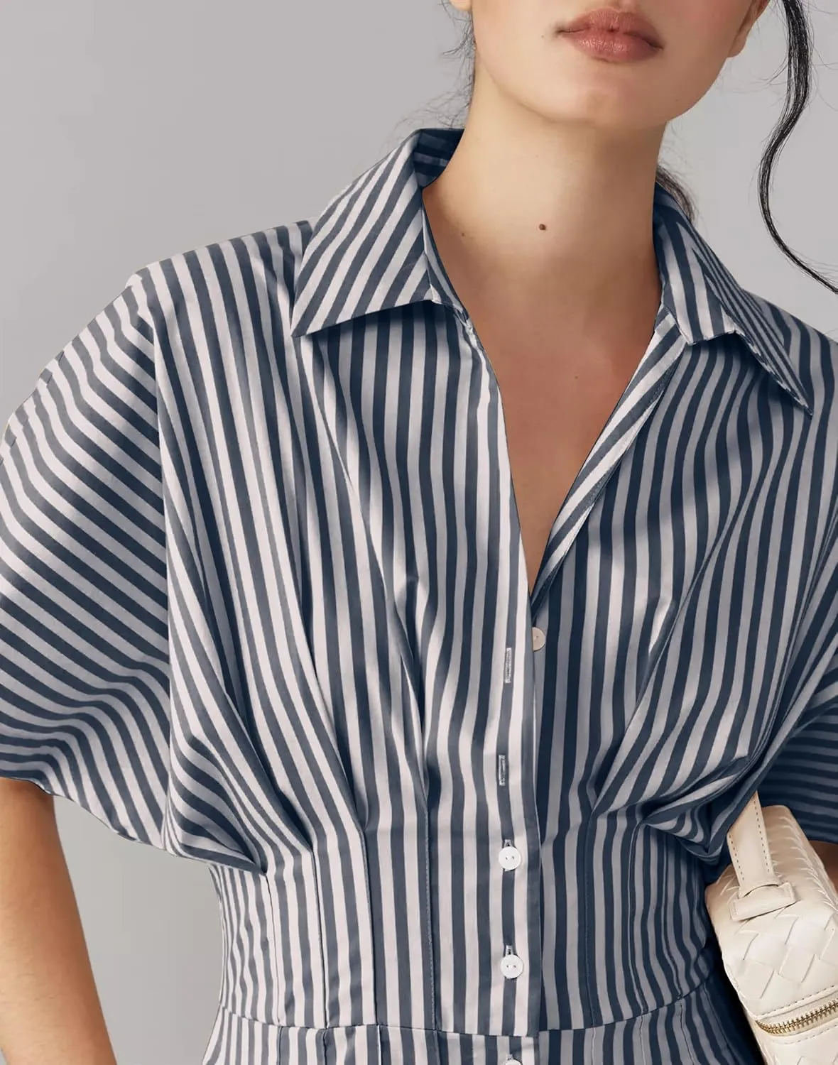 Cotton Summer Wide Leg Jumpsuits 2025 Women Elegant Striped Short Sleeve Long Rompers Button Down One Piece Outfits