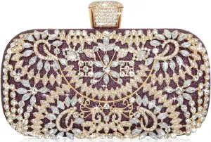 Covelin Women's Rhinestone Decorated Evening Bag, Tote Shoulder Crossbody Handbag with Chain