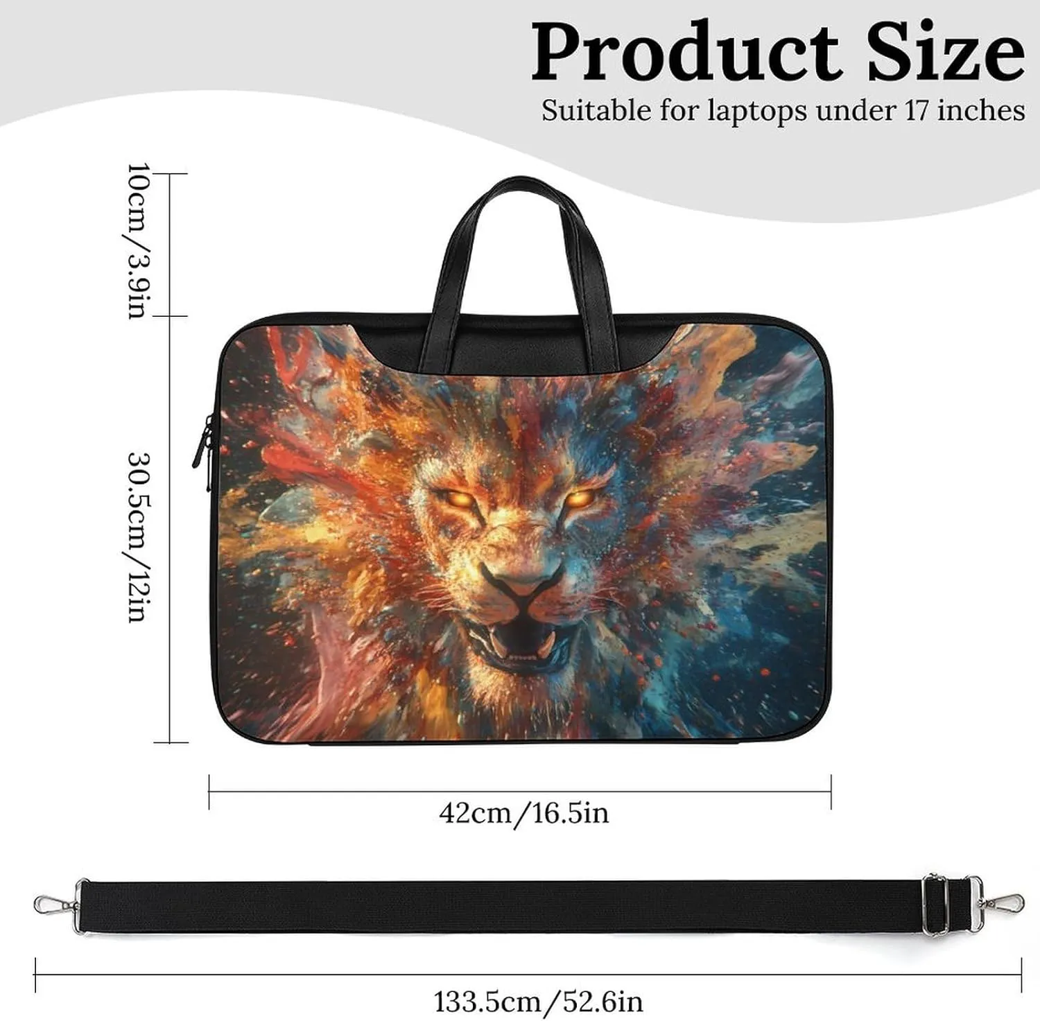 Crazy Roaring Lion Leather Bag Laptop Case Slim Water Resistant Computer Bags with Handle Briefcase for Work