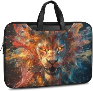 Crazy Roaring Lion Leather Bag Laptop Case Slim Water Resistant Computer Bags with Handle Briefcase for Work