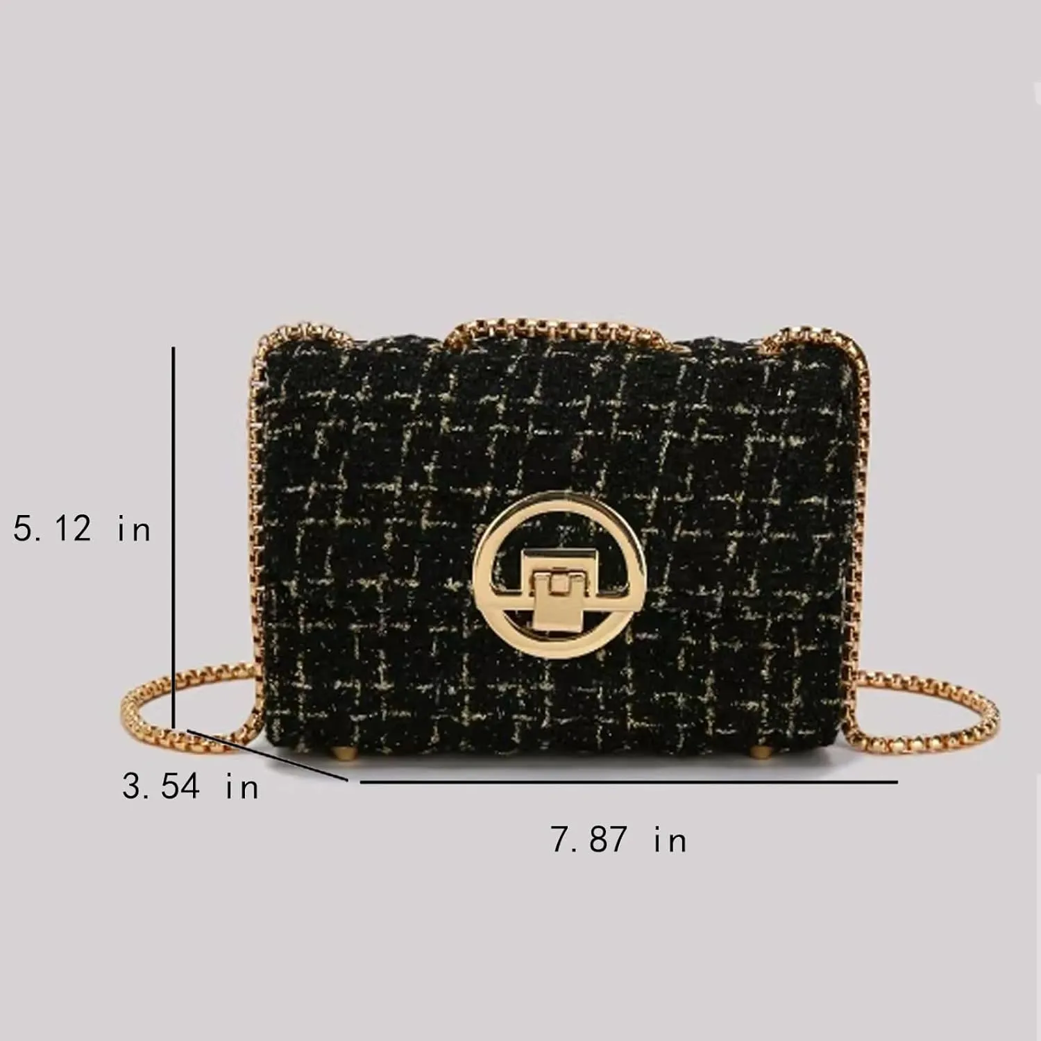 Crossbody Bags for Women Small Handbags Leather Shoulder Bag Tweed Purses Evening Bag Clutch Satchels with Chain Strap