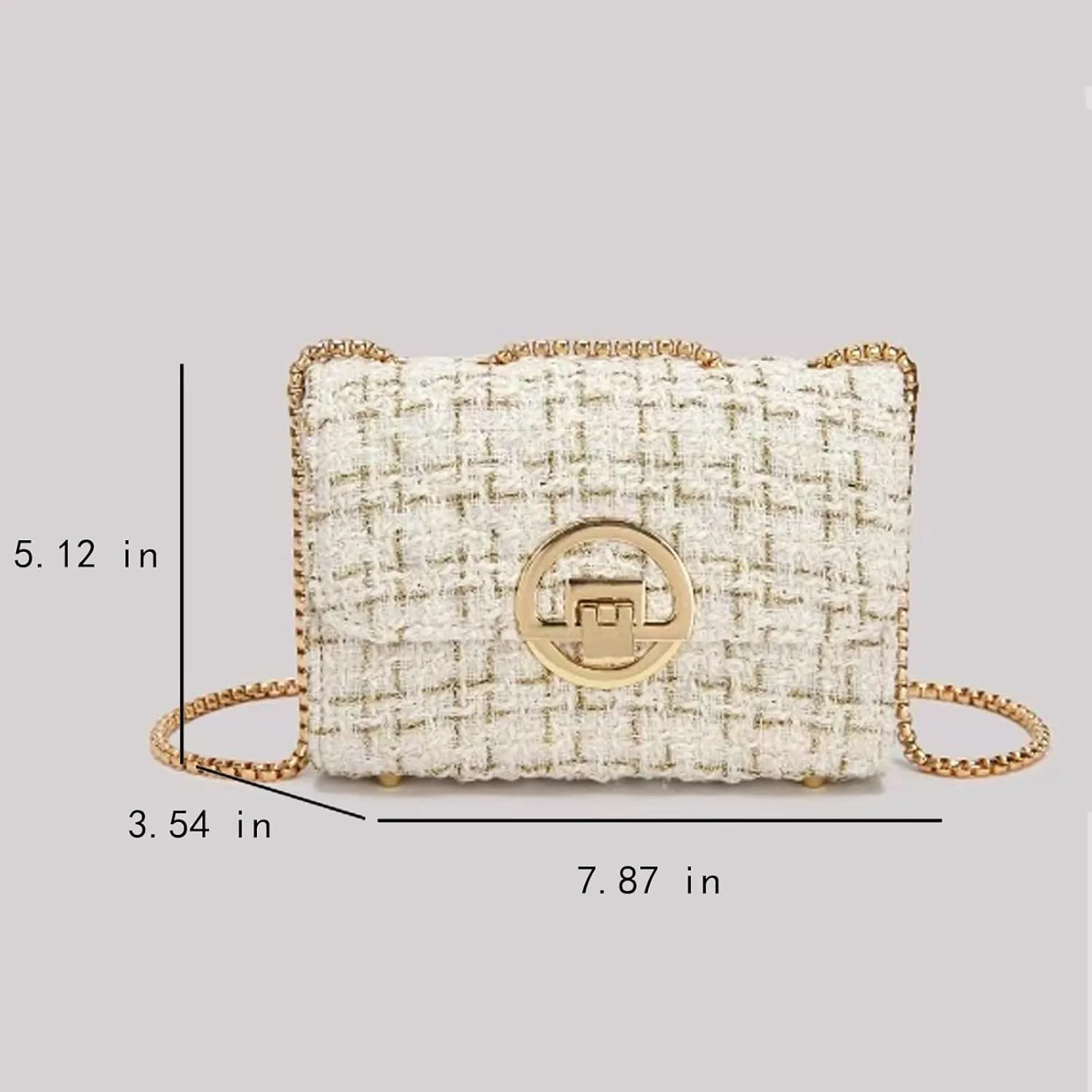 Crossbody Bags for Women Small Handbags Leather Shoulder Bag Tweed Purses Evening Bag Clutch Satchels with Chain Strap