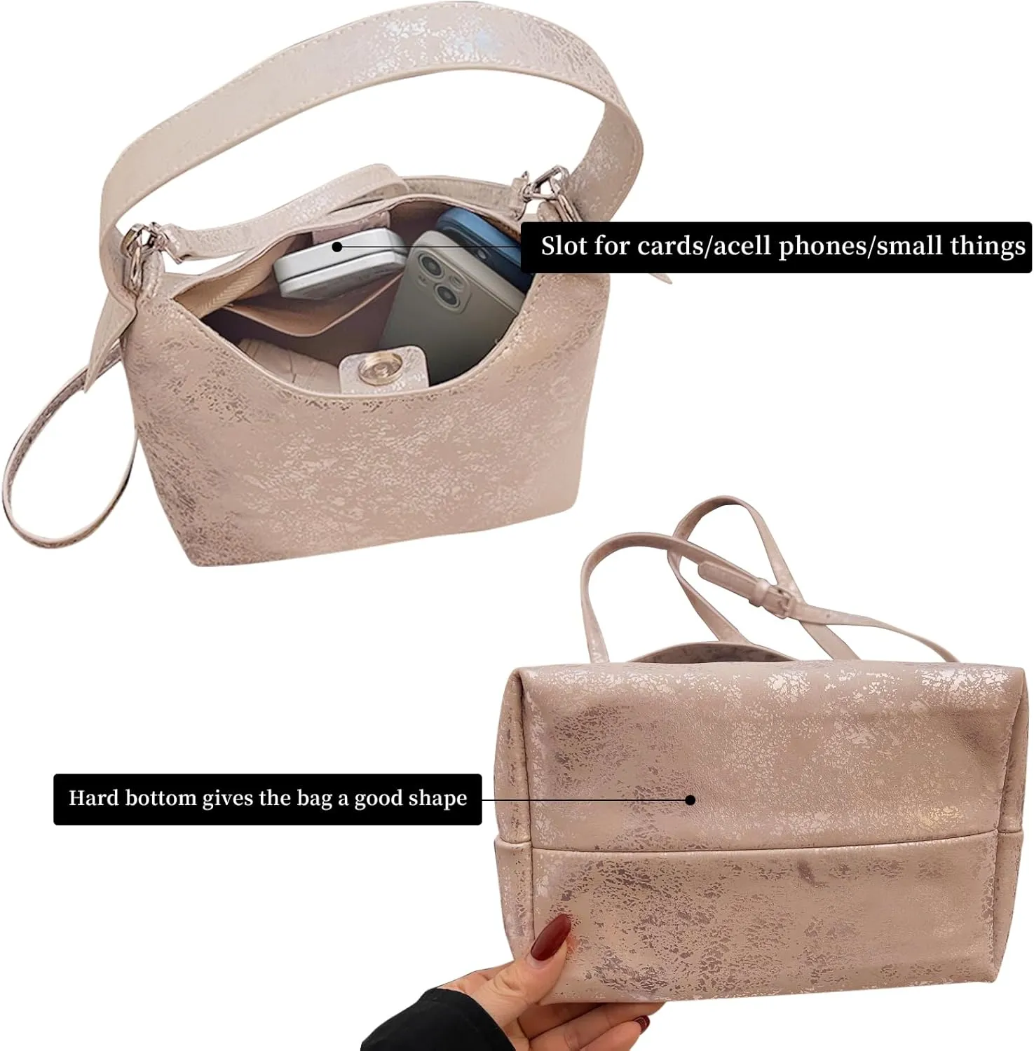 Crossbody Purses for Women Trendy Hobo Bag Vegan Leather Shoulder Hand Bag Hobo Guitar Strap Purse Satchel Bags