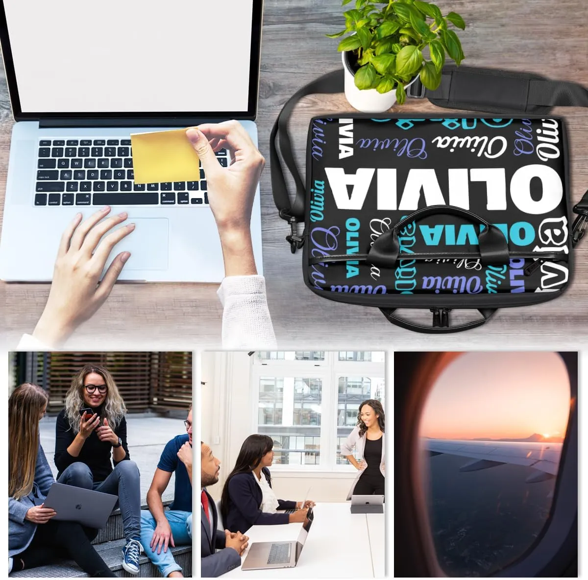 Custom Laptop Bag 15 Inch with Name Personalized Laptop Shoulder Bag Case Briefcases for Women Men Gifts