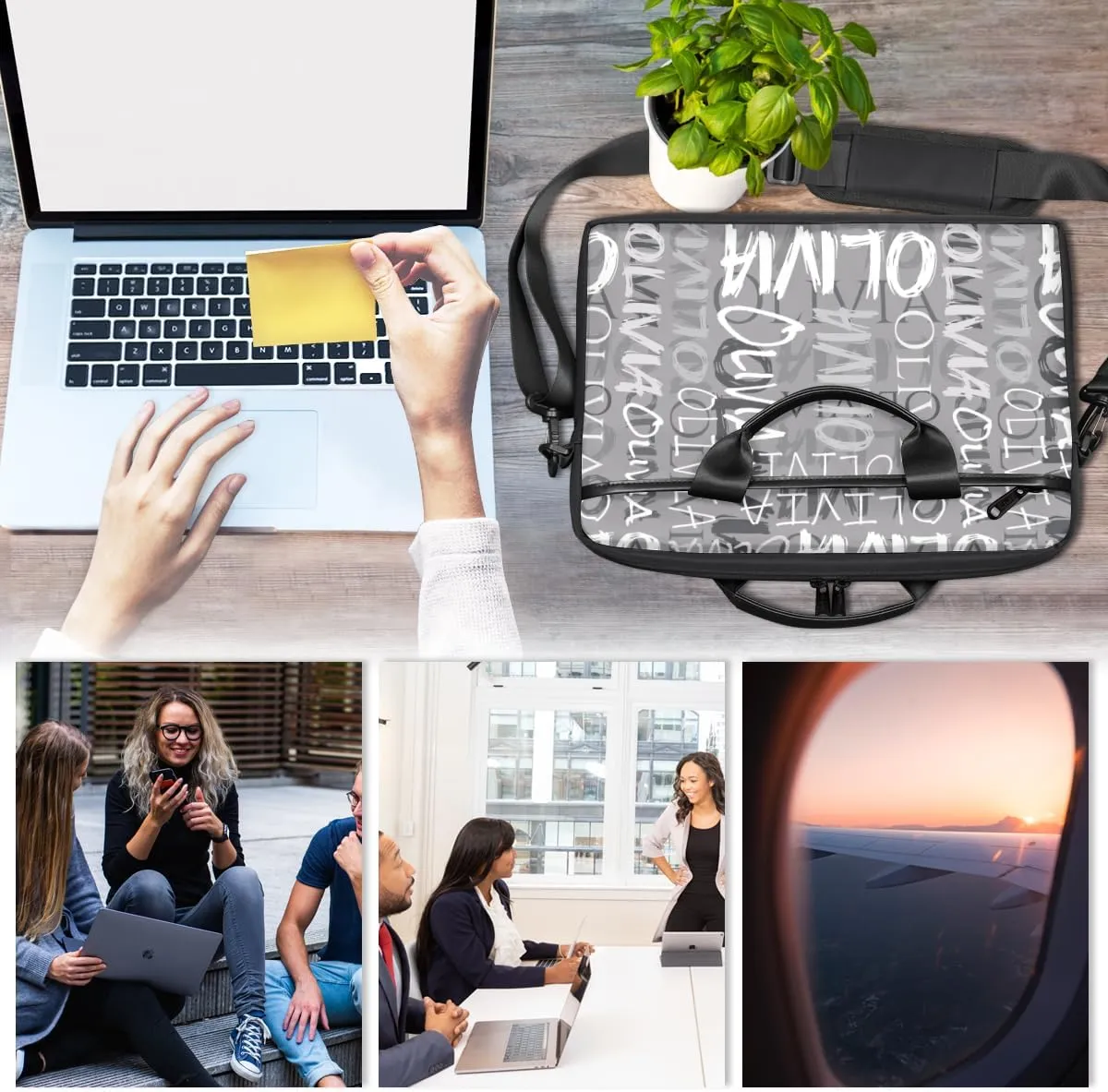 Custom Laptop Bag 15 Inch with Name Personalized Laptop Shoulder Bag Case Briefcases for Women Men Gifts