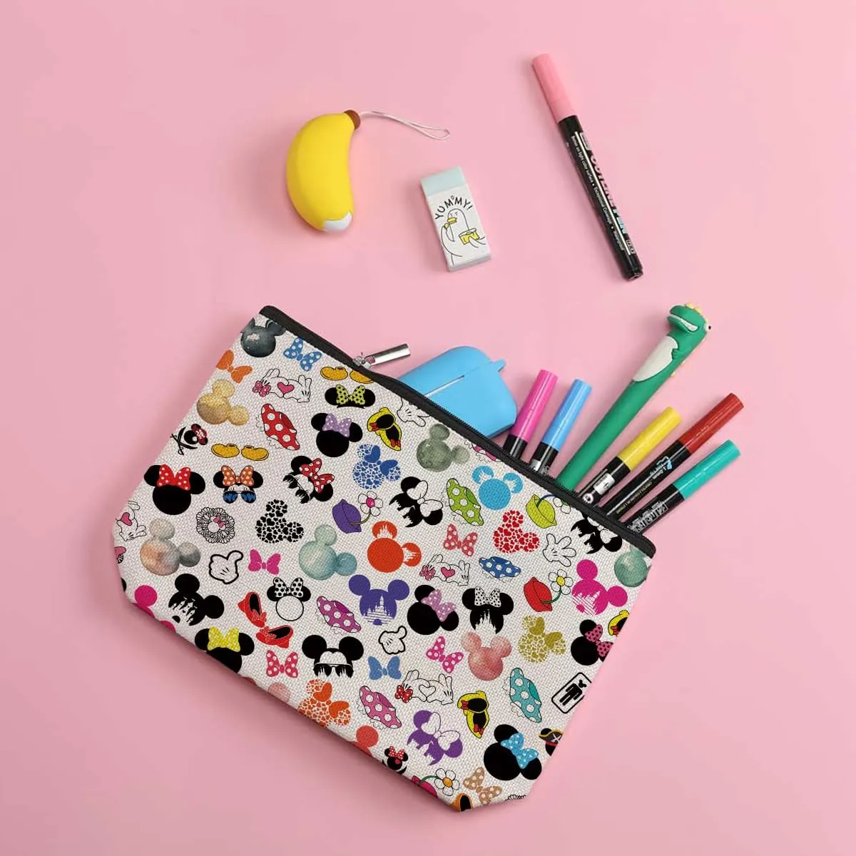 Cute Cartoon Mouse Makeup Bag Animal Lovers Gifts for Women Female Her Teen Daughter Cousin Best Friend Sister BFF Magic Mouse Stuff Cosmetic Bag Wizard Gifts Mothers Nurse Day Graduation Birthday
