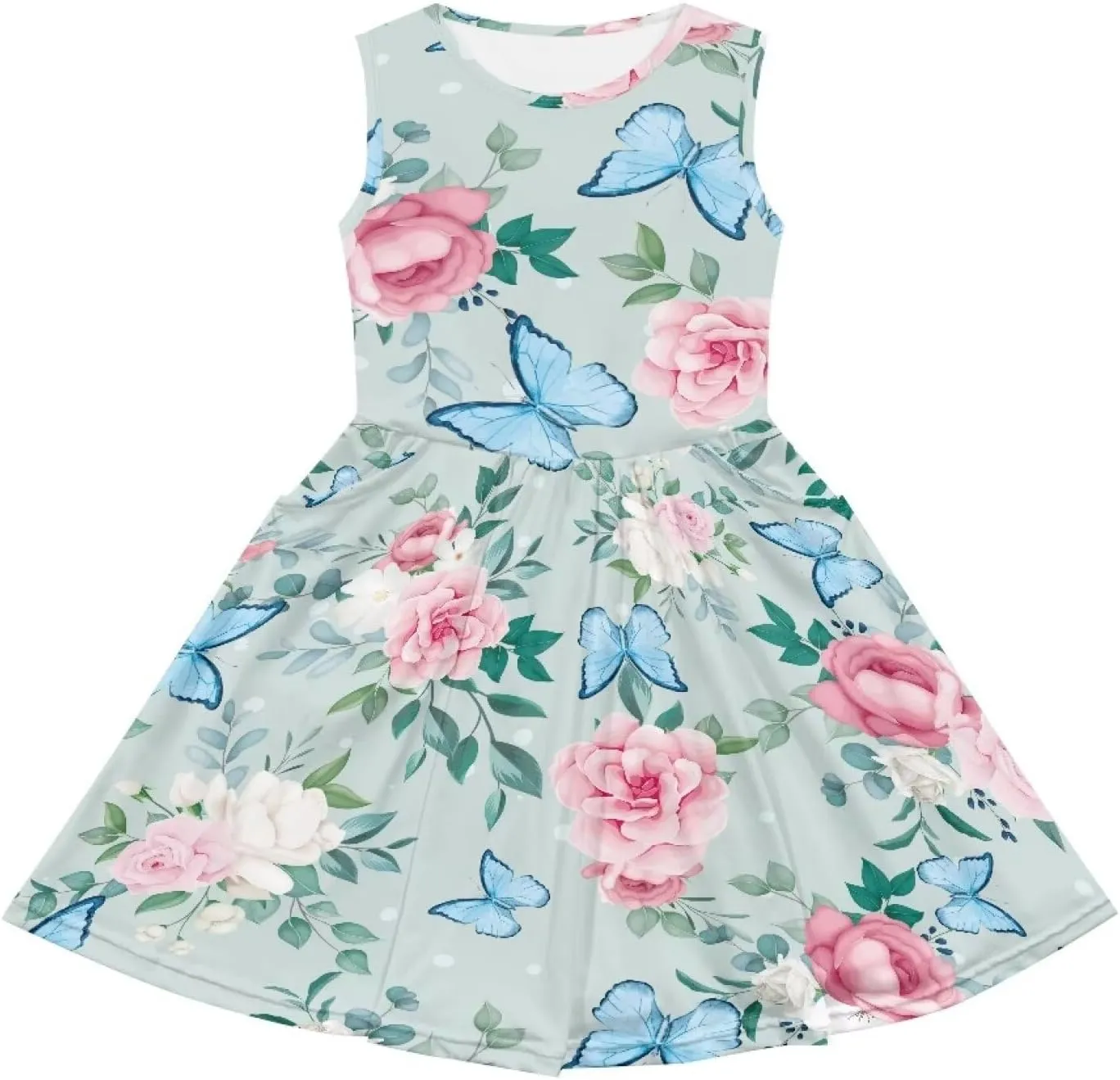Cute Sundress with Pockets for Girls Casual Dress Knee Length Sleeveless Beach Skirts for 2-14T Teen Girls