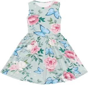 Cute Sundress with Pockets for Girls Casual Dress Knee Length Sleeveless Beach Skirts for 2-14T Teen Girls