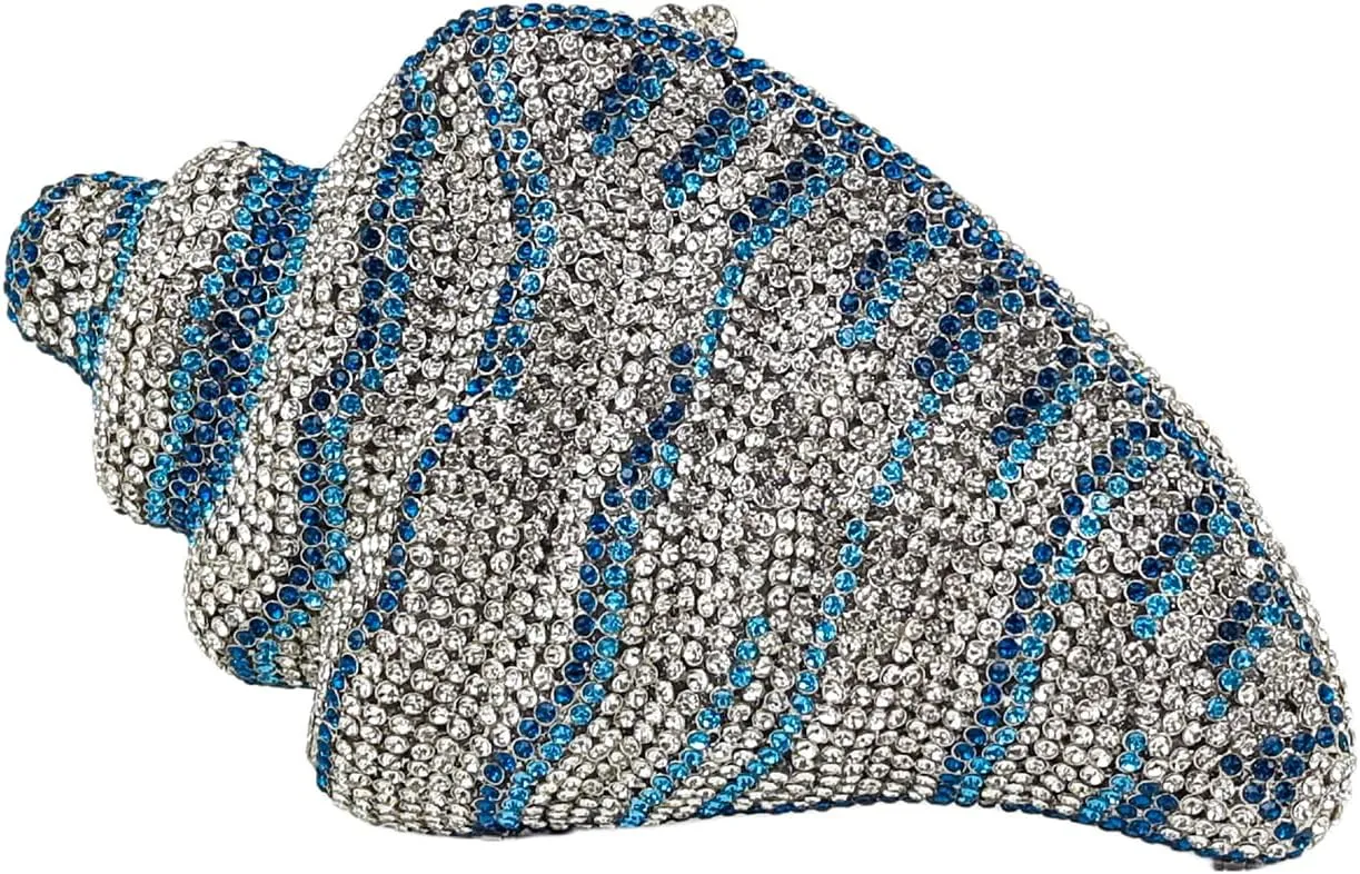 Cute Whelks Shape Crystal Clutch Purse Novelty Conch Rhinestone Evening Bag Wedding Handbag Party Women Purse