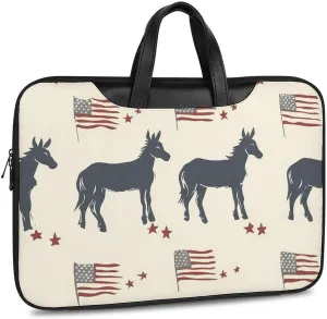 Donkey U.S.A Flag Leather Bag Laptop Case Slim Water Resistant Computer Bags with Handle Briefcase for Work